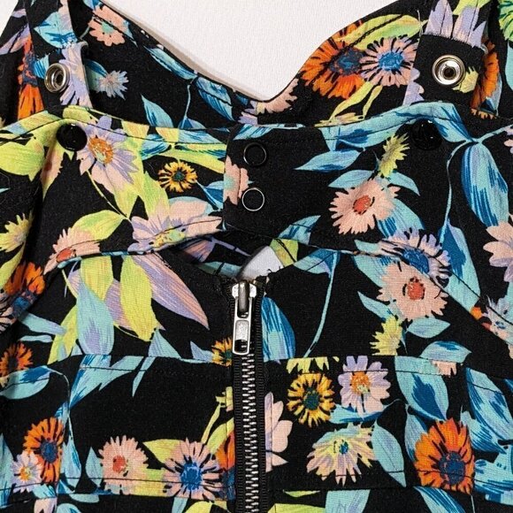 Women's VOLCOM Floral Tank Knit Mini Dress; Peek Hole; Back Zipper; Size M - Picture 3 of 7